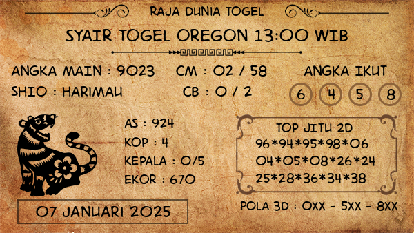 Prediksi Oregon 13:00 WIB